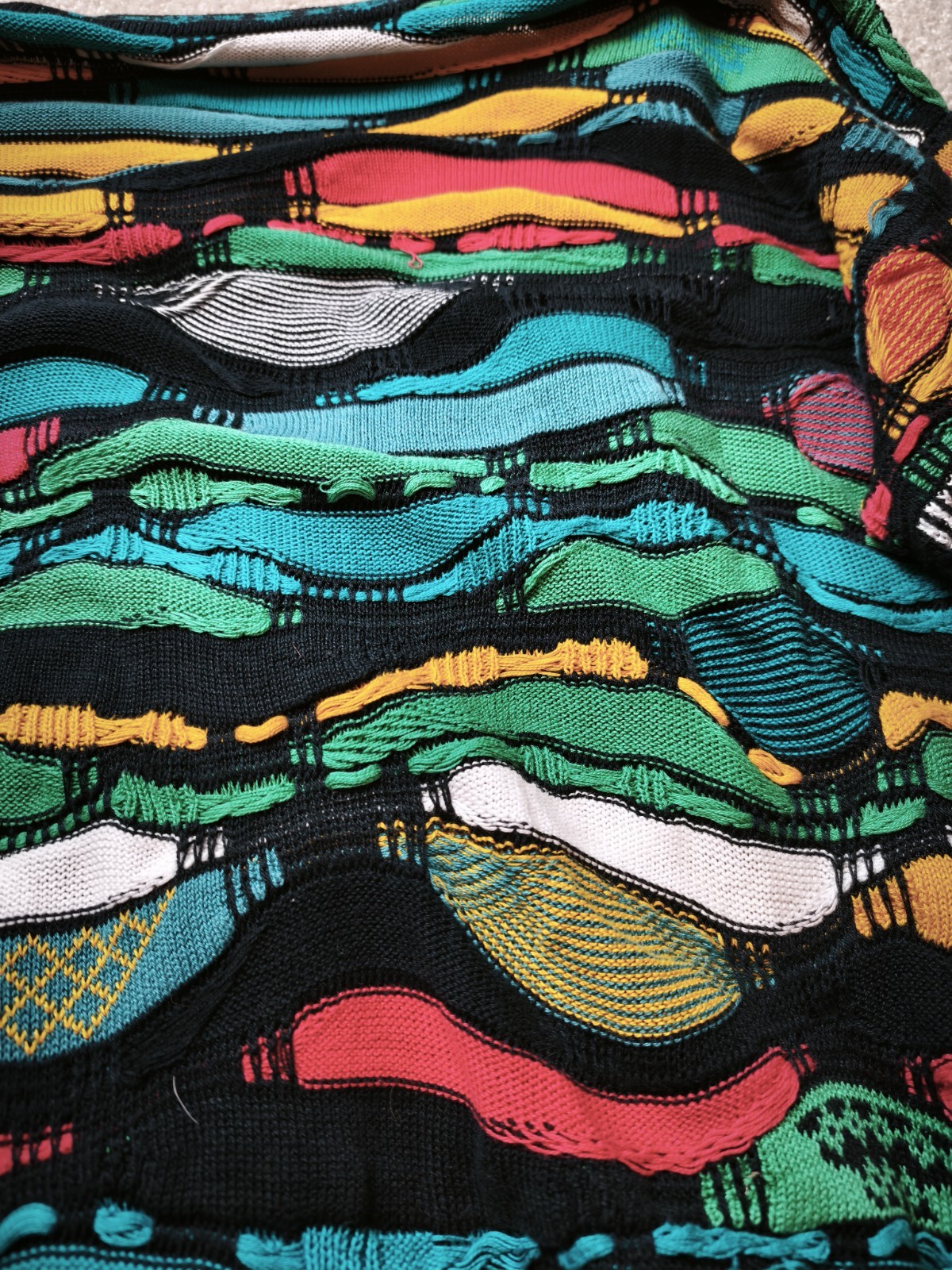 Vintage 1990's 3D Button-up Coogi Sweater L Large Green Rare Pattern image 7