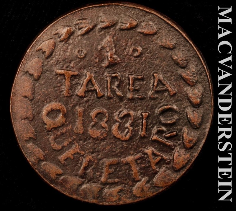 Mexico: 1881 One Tarea Baker's Guild Token - Scarce  No Reserve  #L7356