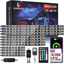 Motorcycle RGB LED Light Kit with Brake Turn Signal, Underglow Lights 12PCS