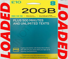 EE Data Sim card 2G -4G & 5G  Preloaded With 20GB Data Standard Micro Nano Trio