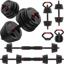 4 in 1 Adjustable dumbbell set 55LB (27.5LB Pair) Free Weights set For Barbell