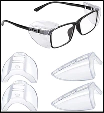 Clear Safety Glasses Side Shields – Slip-On Fit for Small to Large Eyeglasses