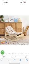 Baby Bouncer Adjustable Baby Rocker 3-in-1 Wooden Baby Rocker Chair with 5- Grey
