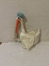 VTG Russ Berrie Special Delivery Stork 15" Plush Stuffed Animal Satin FREE SHIP