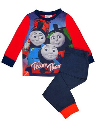 Thomas and Friends Langarm Pyjama Set mit langem Bein | Jungen Blau | Official Merch