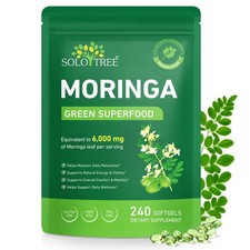Moringa Capsules 240 Count - 6000 mg Moringa Leaf Extract Oil Softgels - Natural