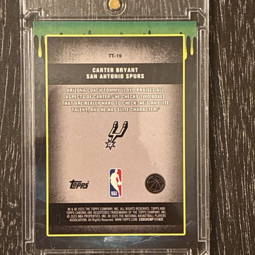 2025-26 Topps Chrome Carter Bryant RC Rookie Tall Tales Purple Geo 27/75 Spurs - Picture 2 of 7