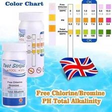 50x 3 in 1 Chlorine dip Test Strips Hot Tub Swimming Papers Pool Tester PH UK