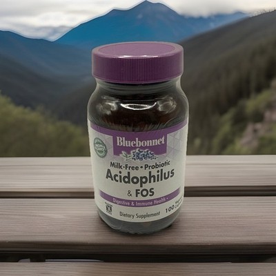 Bluebonnet Milk-Free Probiotic Acidophilus & Fos 100 Veg Capsules Digestive