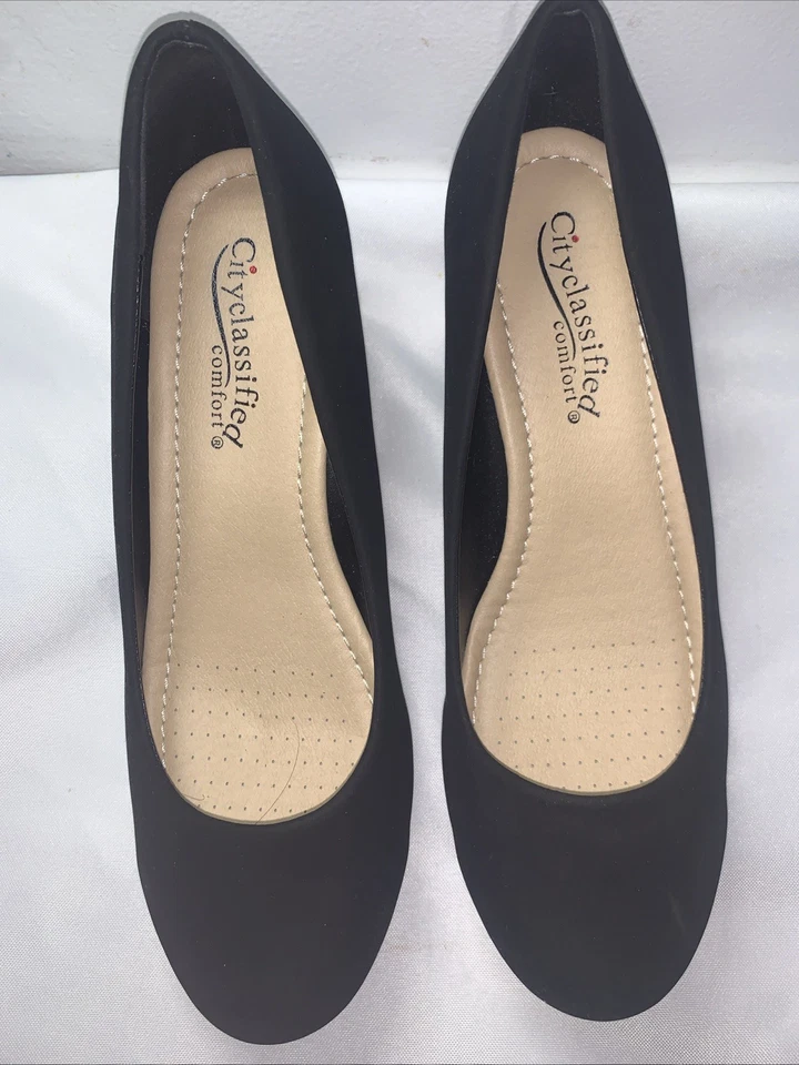 City Classified Feminino 9 Thomas Confortável Vestido de Escritório Plataforma Salto Cunha - Imagem 2 de 4