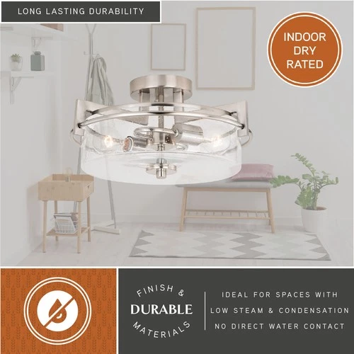 Vaxcel Lighting C0170 Addison 2 Light 15"W Semi-Flush Drum - Nickel - Picture 9 of 12