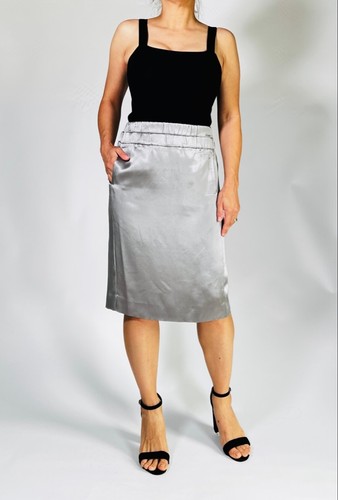 NWT J.Crew Skirt 1000% Silk Grey Pencil Skirt Size 4 - Afbeelding 1 van 8