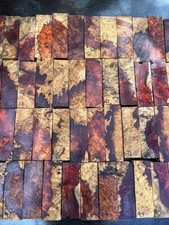 TWO-TONE AMBOYNA BURL knife handle scales blanks 150 x 45-50 x 29-30mm