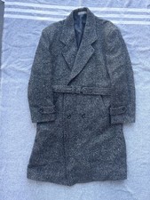 Vintage Black & Grey Wool Overcoat Size Large