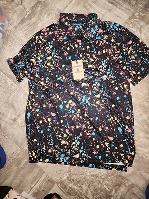 Chubbies Polo Shirt Men's XL Black Golf Performance Casual The Paint Drips