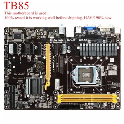 Mining Motherboard For Biostar TB85 LGA 1150 DDR3 16GB ATX DVI VGA PCI-E3.0 Used