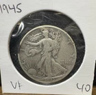 1945 Philadelphia 50C Silver Walking Liberty Half Dollar