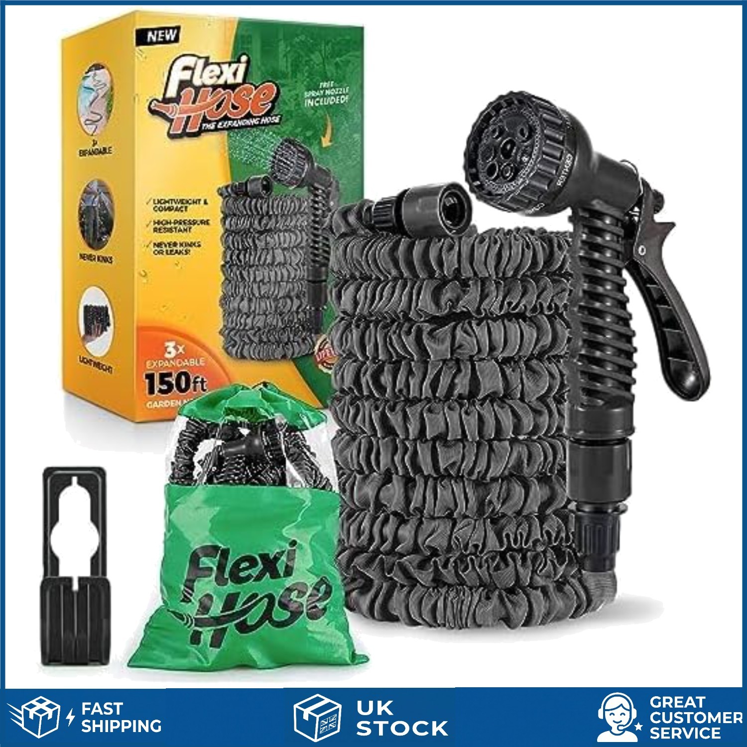 Heavy Duty Flexible Expandable Retractable Garden Water Hose With Nozzle 150FT