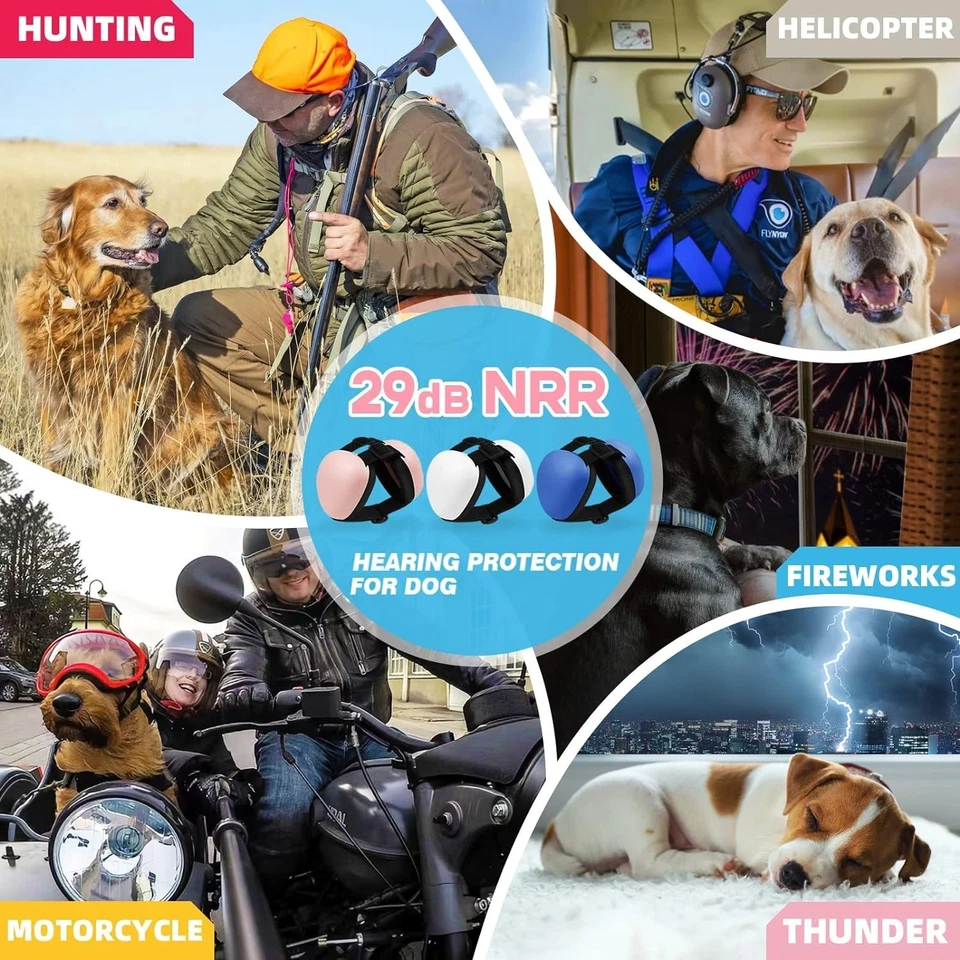 Orejeras para perros 29dB NRR protección contra ruido grandes, blancas Foto 4 de 4