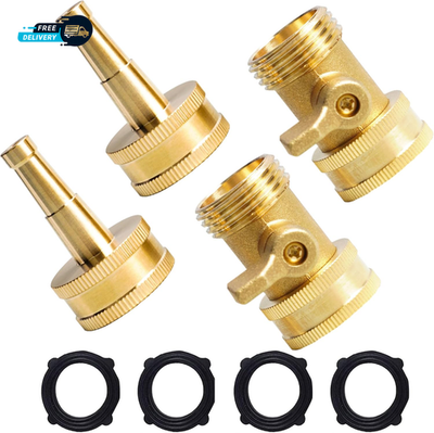 #ad 2 Set Heavy Duty Brass Hose Nozzle Pressure Jet Nozzle with Hose Shutoff Valve $14.11