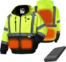 Professional Level Heated Jacket, Class 3 Hi-Vis Waterproof, 3M Reflective Tape,