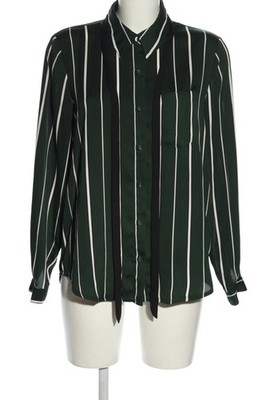L'ACADEMIE Langarm-Bluse Damen Bluse Gr. DE 36 grün-weiß-schwarz Business-Look