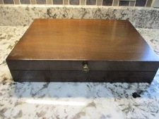 DARK WOOD FLATWARE ANTI TARNISH WOOD FLATWARE STORAGE BOX CHEST
