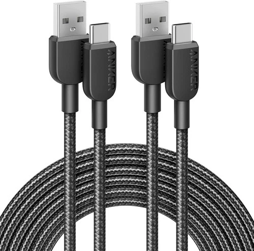Anker USB A to USB C Cable, Charger Cord (2 Pack, 10FT) - Black