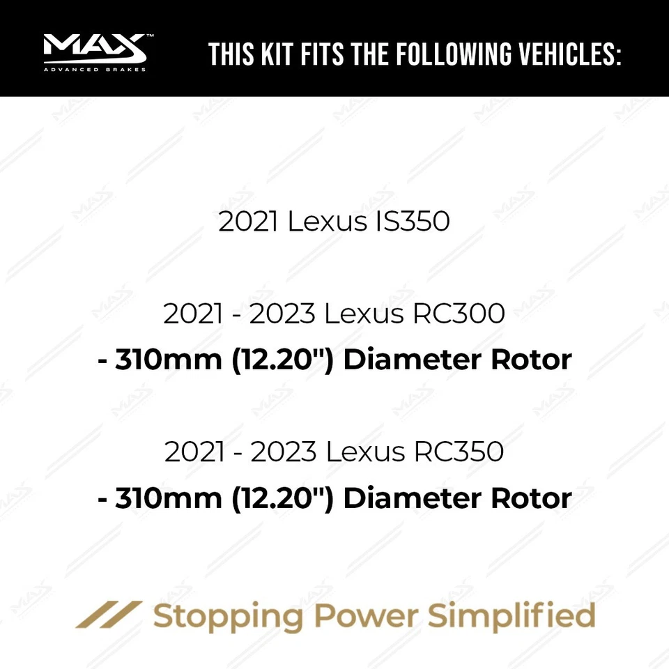 Rear Drilled Slotted Rotors + Pads for 2021-2023 Lexus IS350 RC300 RC350 - Изображение 2 из 4