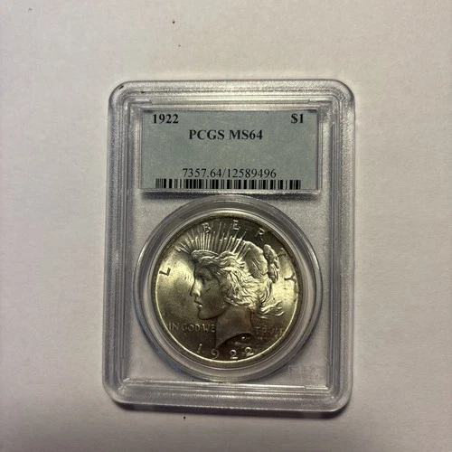 (1) one Peace Silver Dollars $1 PCGS MS64
