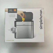 SIMPLE HUMAN 4L COMPOST CADDY, WHITE, 30 LINERS INCLUDED, NIB