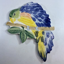 Ceramiche Leonardo Made in Italy Parrot Trivet Wall Decor Handpainted 12x9.5 in