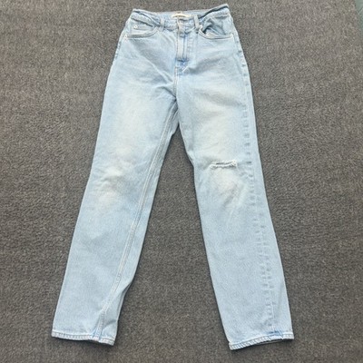Levis 70s High Slim Straight Jeans Womens 25 Premium Light Wash Denim Big E
