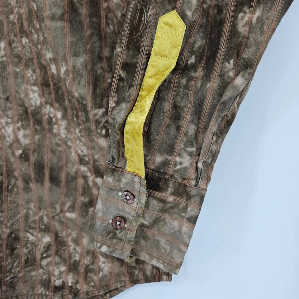 Рубашка фирменная мужская Makaveli XL на пуговицах желтовато-коричневая с длинным рукавом хип-хоп повседневная - Изображение 3 из 4