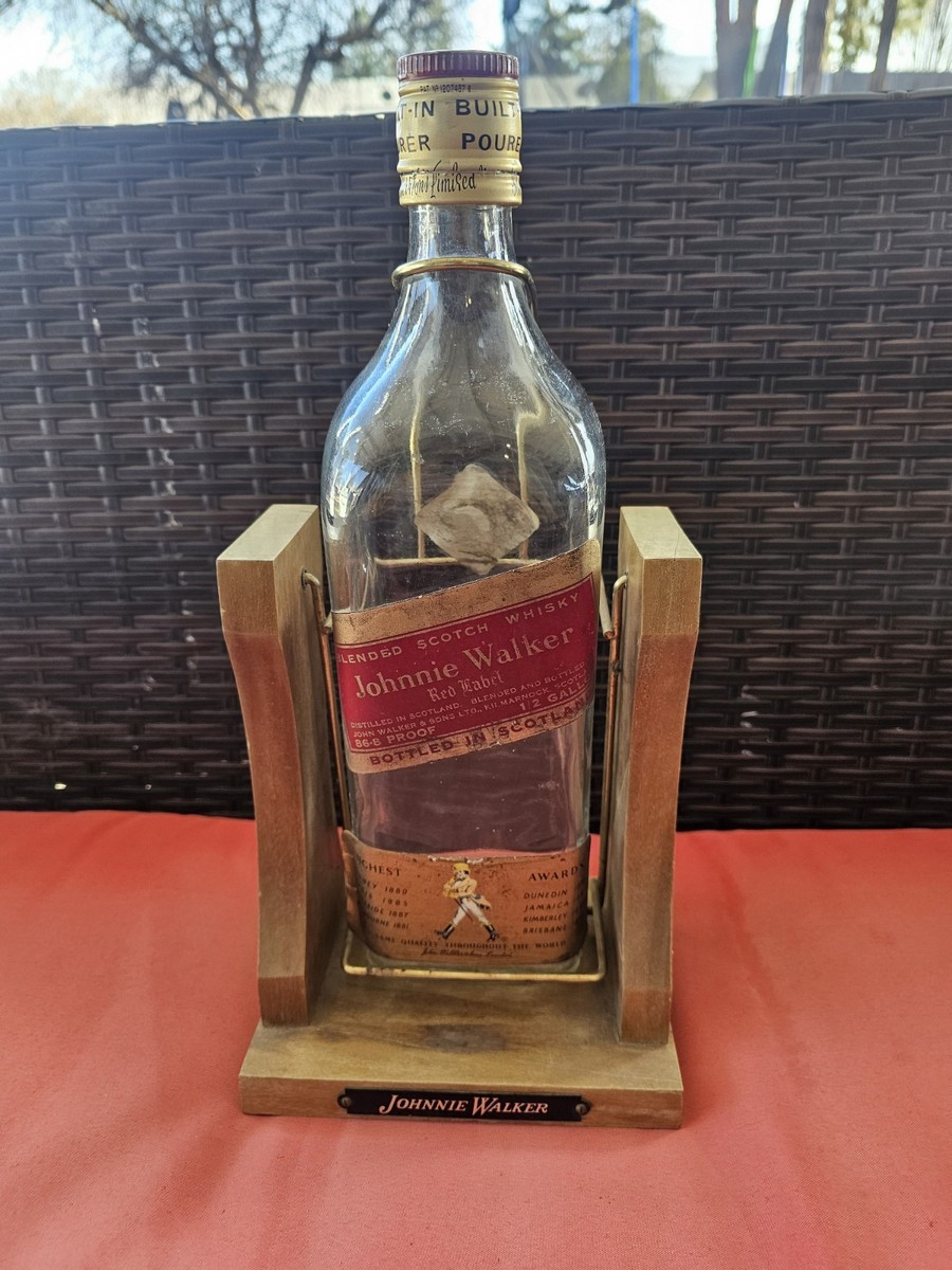 Johnnie Walker Red Label 1/2 Gallon Empty Bottle in Swing Cradle