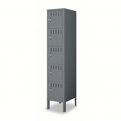 TENNSCO Box Locker: 12 x 15 x 66, 5 Tiers, 1 Units Wide, Louvered, Padllock Hasp