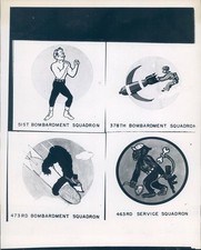 1944 Photo US Army Air Corps Insignia Drawing Military Squadron Vintage Press