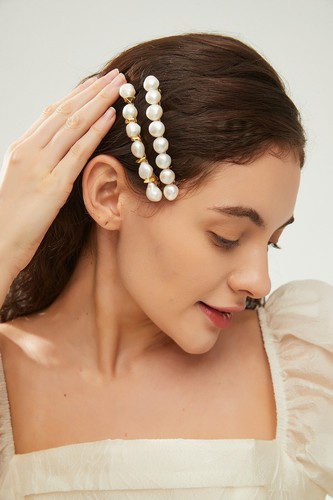 Real Baroque Freshwater Pearls Hair Barrettes, Irregular Pearl Hair Clips - Picture 18 of 19