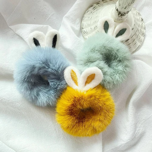 2X Plüsch Haargummi Hase Kaninchen Rabbit Mädchen Haarschmuck 15 Farben - Bild 6 von 21