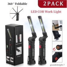 2pcs Foldable Rechargeable Cob Led Work Light Car Mechanic Flashlight Hand Lamp