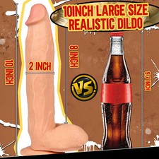 10in. Realistic Big Dildo,Thick Penis Dildo Suction Cup G-spot Sex Toy for women