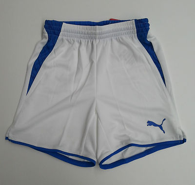 Puma Kinder Shorts Short V Kon. Fußball Sport kurze Hose weiß blau 116 - 176 O