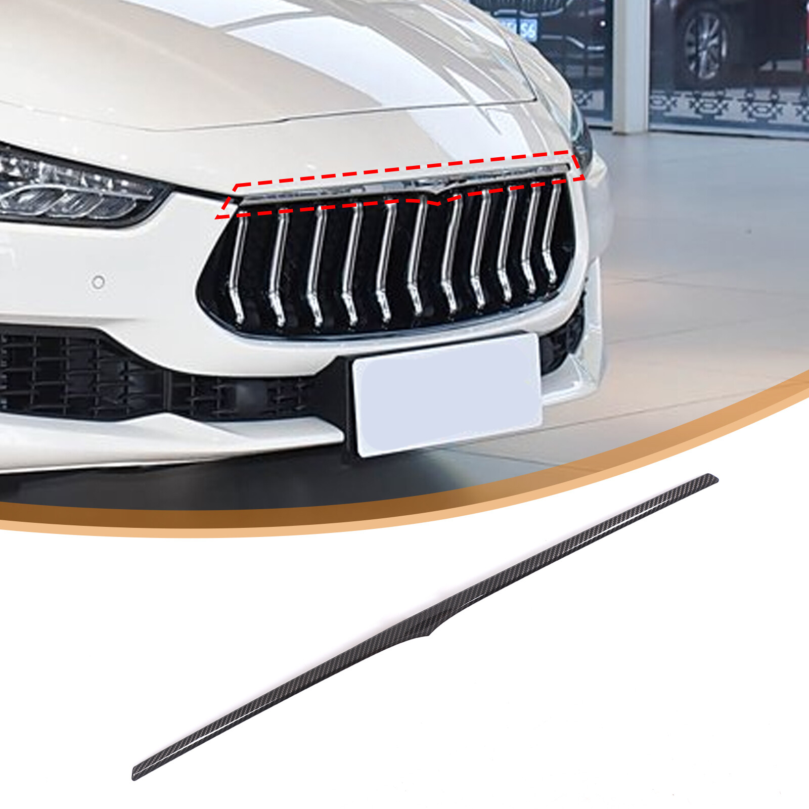 ABS Carbon Fiber Front Grille Upper Cover Strip For Maserati Ghibli 2018-2022 US