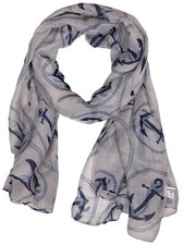 Damen Sommerschal Halstuch Frühlingstuch XXL Tuch Grau 90 x 180 cm Anker Maritim