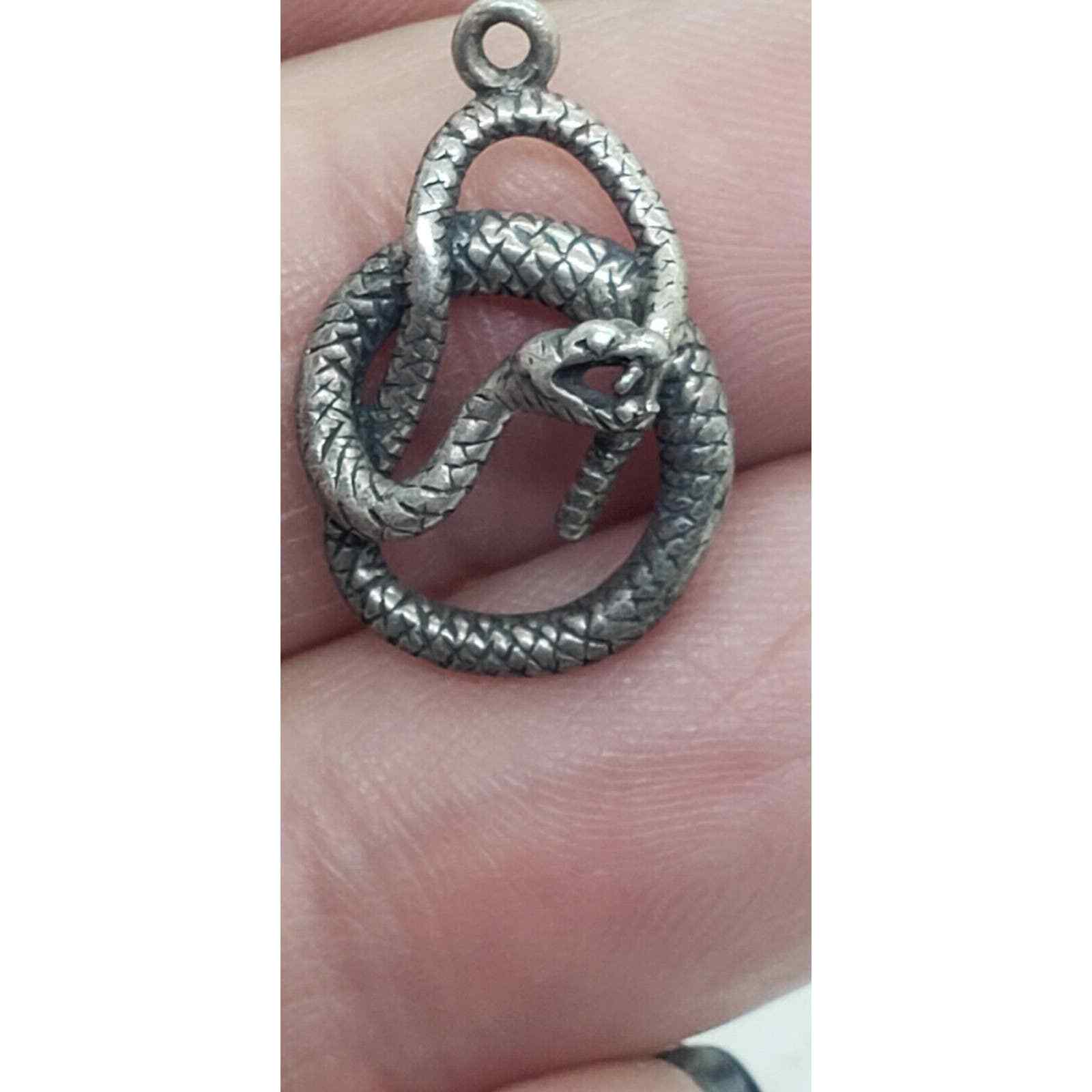 Coiled Snake Pendant Solid 925 Sterling Silver Se… - image 3