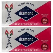 DIAMOND STRIKE ON BOX LARGE WOODEN KITCHEN MATCHES GREENLIGHT 2 PACK 600 MATCHES