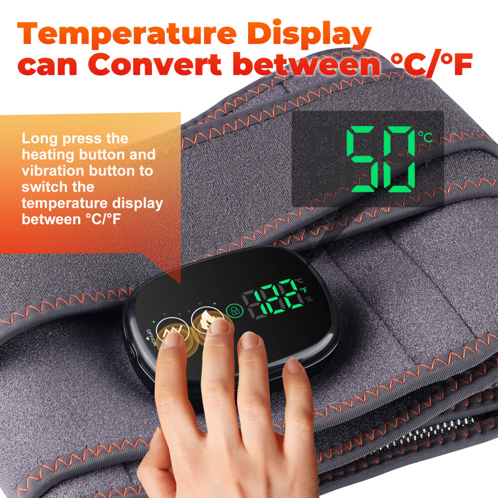 Lumbar Massager, Heated Waist Belt Wrap, Lower Back Massager with Heat Vibration