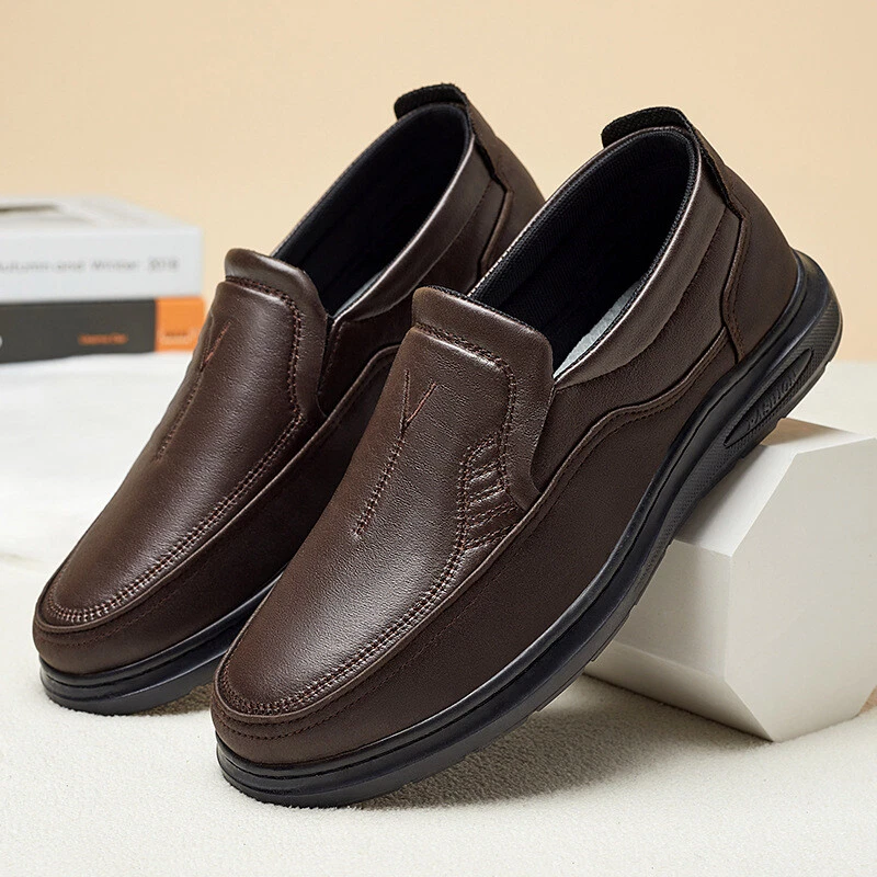 Men Spring and Autumn Flat Bottomed Faux Leather Casual Slip On Shoes