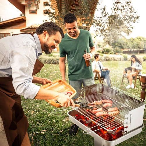 Edelstahlsaulengrill Camping Standgrill Saulengrill Holzkohlegrill Trichtergrill - Bild 7 von 7