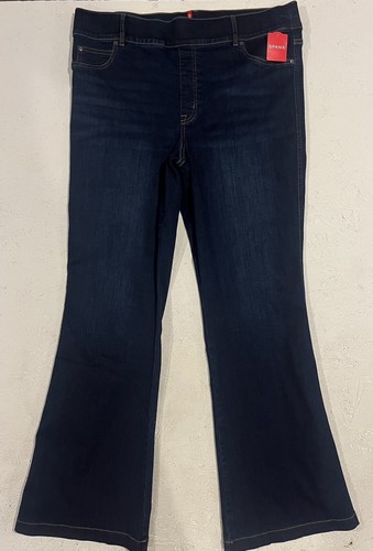 NWT Spanx 2X Jeggings Flare Jeans Denim Midnight Shade Pull On Blue